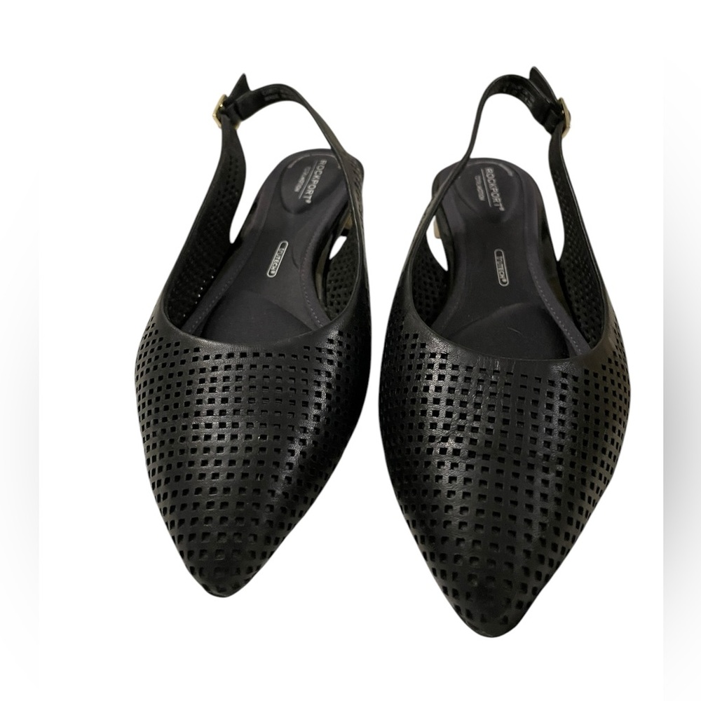 Rockport Black Perforated Slingback Flats